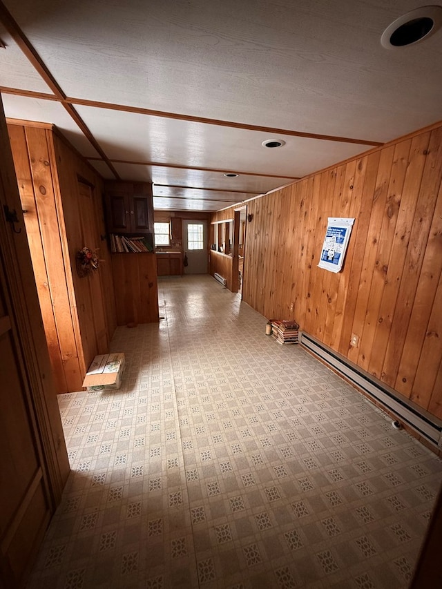 116 Morral Rd, Wellsboro, PA 16901 - interior space featuring wood walls, a baseboard radiator, and light floors