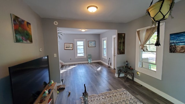 298 Lackawanna Ave, Owego, NY 13827 - foyer entrance featuring dark wood-style floors and baseboards