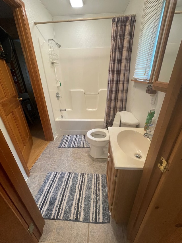 16 Quarry Ln, Galeton, PA 16922 - bathroom with vanity, tile patterned flooring, shower / bath combo, and toilet