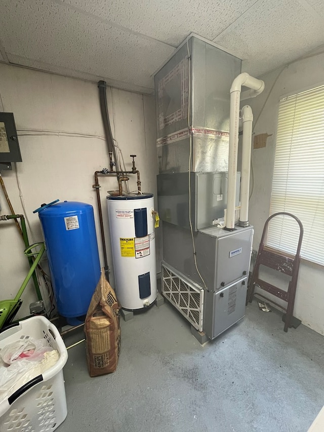 16 Quarry Ln, Galeton, PA 16922 - utility room featuring heating unit and electric water heater