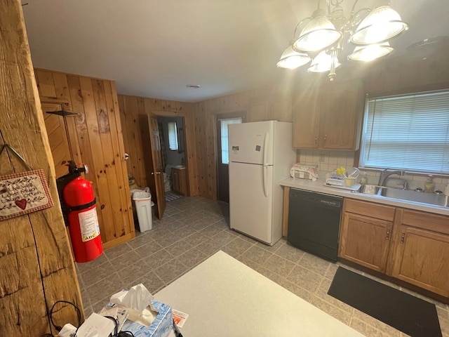 16 Quarry Ln, Galeton, PA 16922 - kitchen with a sink, light countertops, freestanding refrigerator, light floors, and black dishwasher