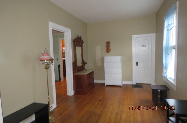 entryway featuring dark wood-type flooring