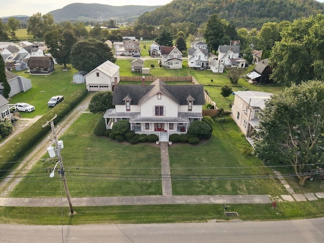 drone / aerial view with a mountain view