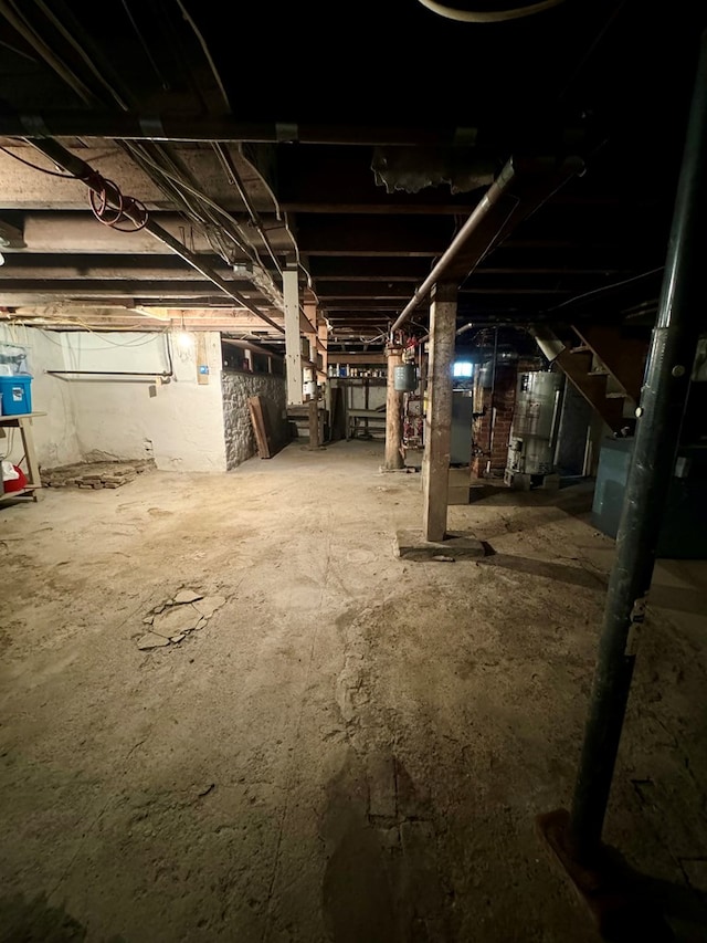 basement with water heater