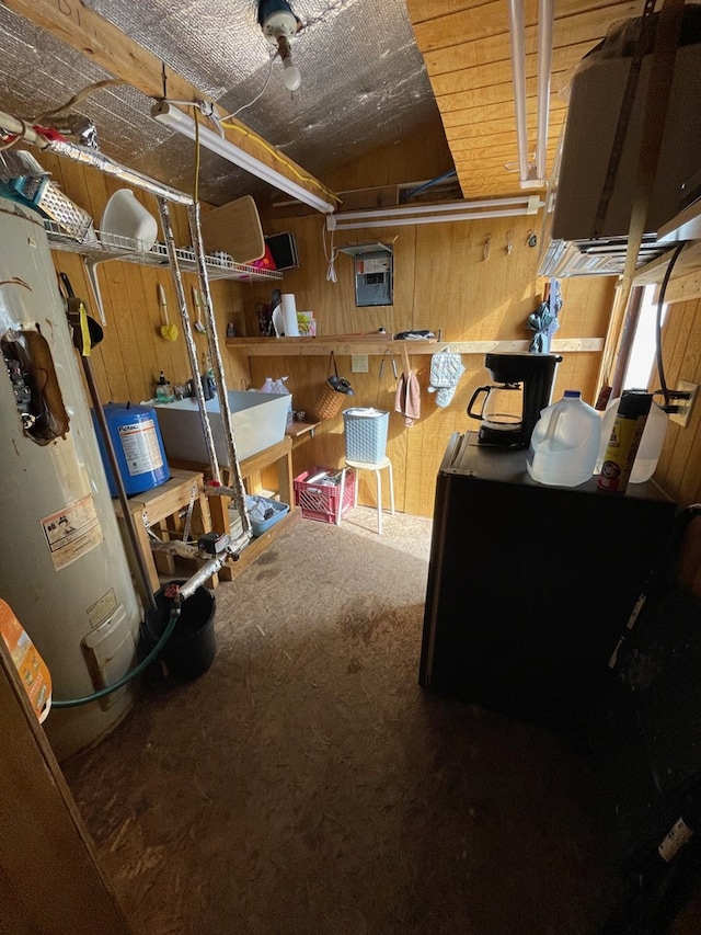 storage area with gas water heater