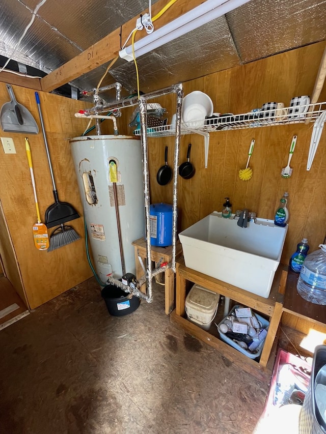 utilities featuring sink and water heater