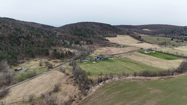 aerial view with a mountain view and a rural view