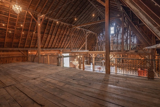view of unfinished attic