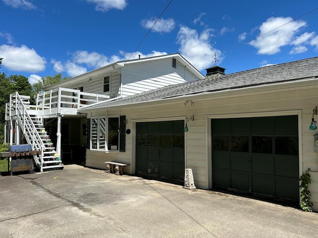 exterior space featuring a garage