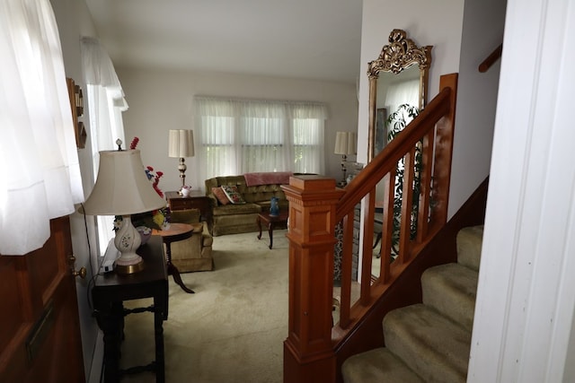 1 Mechanic St, Towanda, PA 18848 - staircase with carpet floors