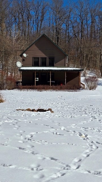 view of snow covered exterior