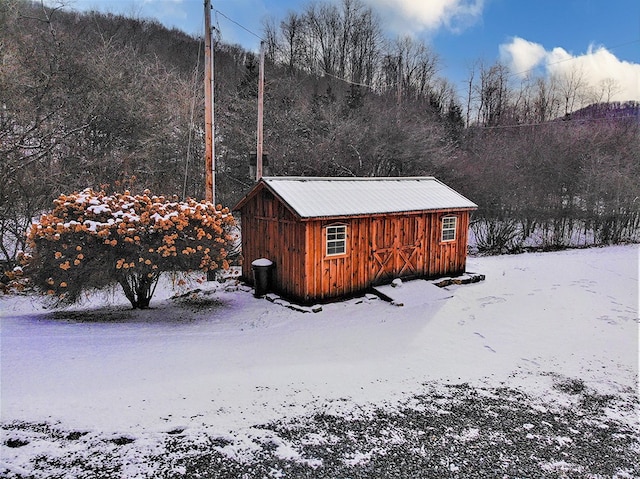 view of snow covered structure