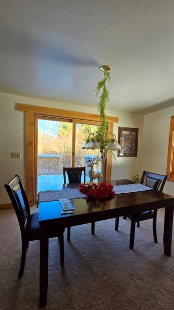 dining area with carpet floors