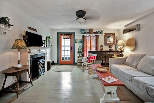 living area featuring wood finished floors