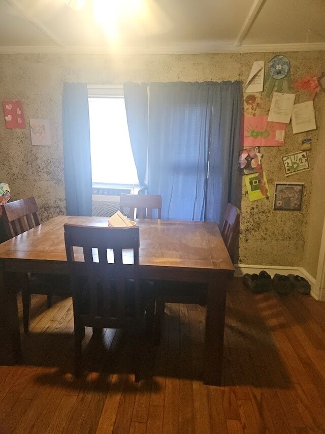 304 N Elmer Ave, Sayre, PA 18840 - dining area featuring wood finished floors and wallpapered walls