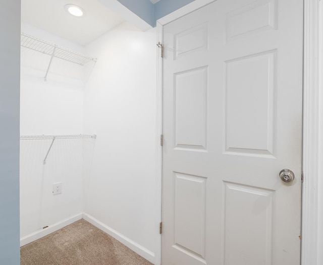 spacious closet with light colored carpet