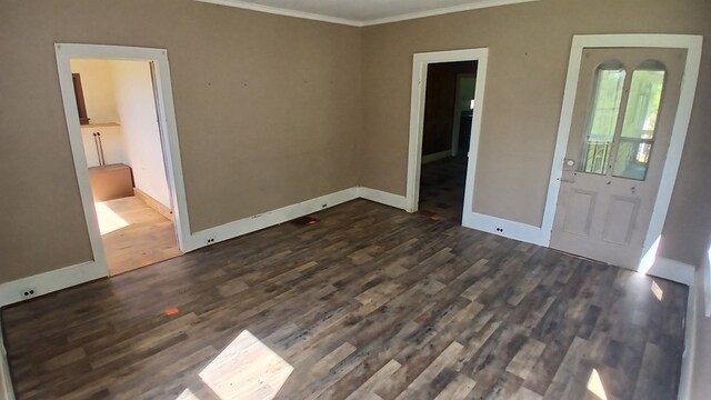 2323 Cotton Hollow Rd, Athens, PA 18810 - spare room featuring crown molding, dark wood finished floors, and baseboards