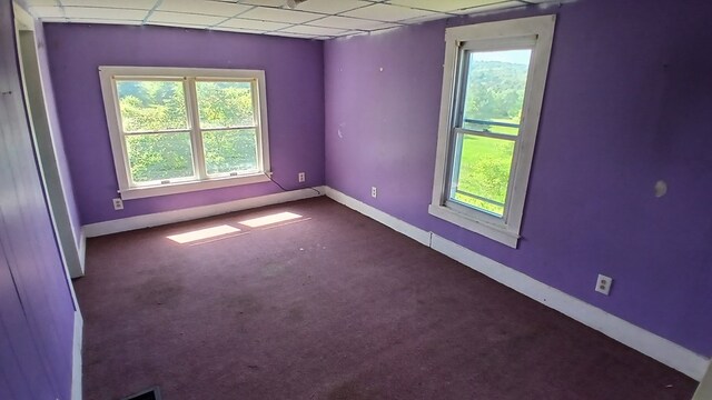 2323 Cotton Hollow Rd, Athens, PA 18810 - unfurnished room with a paneled ceiling, baseboards, and carpet flooring