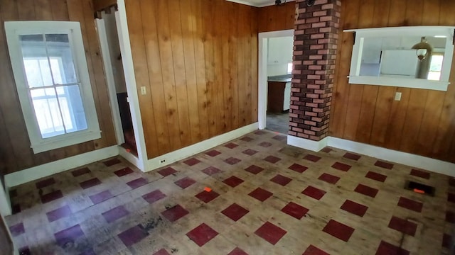 2323 Cotton Hollow Rd, Athens, PA 18810 - spare room with tile patterned floors, baseboards, and wood walls