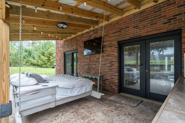 view of patio featuring french doors