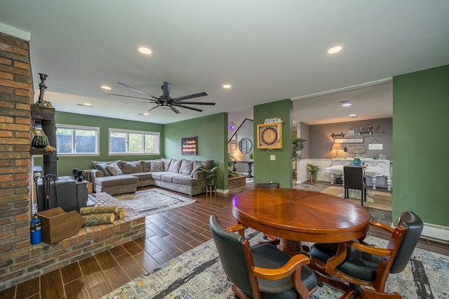 living room with ceiling fan