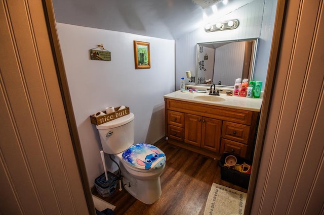 145 Tracy Brewer Rd, Meshoppen, PA 18630 - half bath with toilet, vanity, and wood finished floors