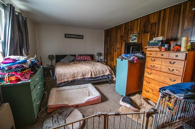 145 Tracy Brewer Rd, Meshoppen, PA 18630 - bedroom featuring carpet floors and wood walls