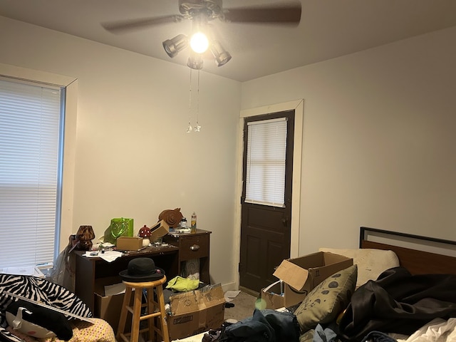 bedroom featuring ceiling fan