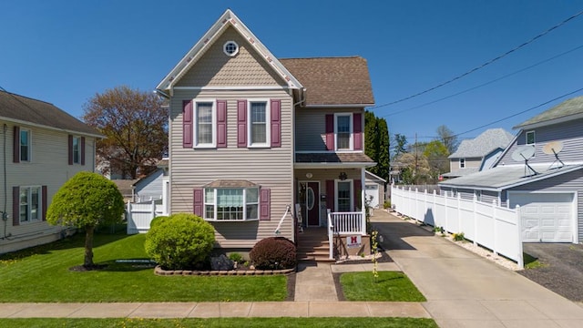 208 S St, Athens, PA 18810 - view of front facade featuring a front yard, covered porch, and fence