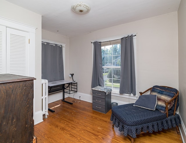 living area featuring hardwood / wood-style floors