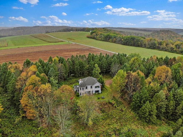 aerial view featuring a rural view