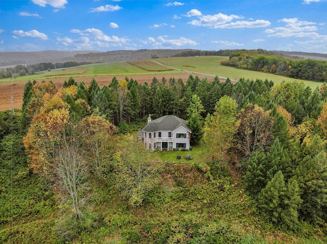 birds eye view of property featuring a rural view