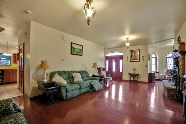 living room with wood-type flooring