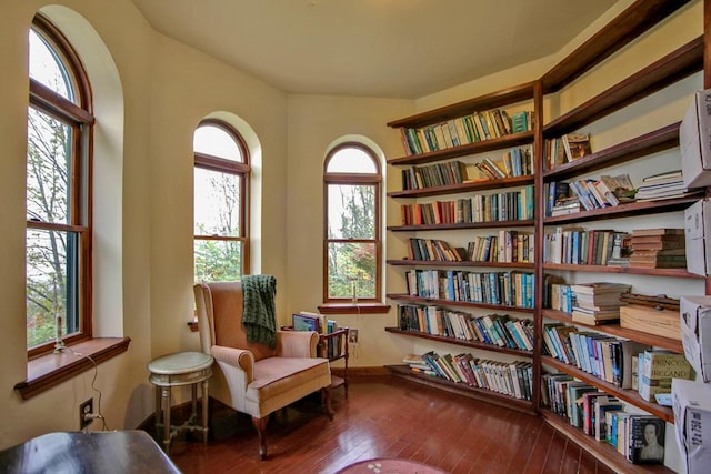 living area featuring hardwood / wood-style floors