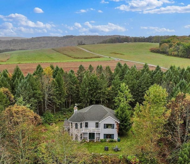 aerial view featuring a rural view