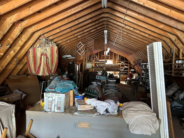 view of unfinished attic