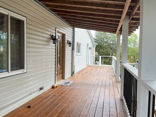 deck with a porch