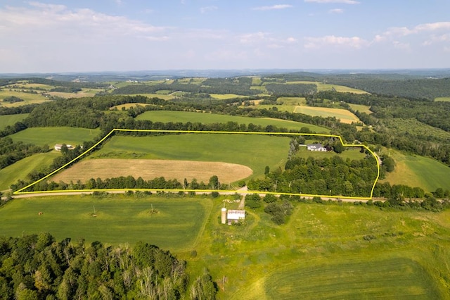 aerial view featuring a rural view