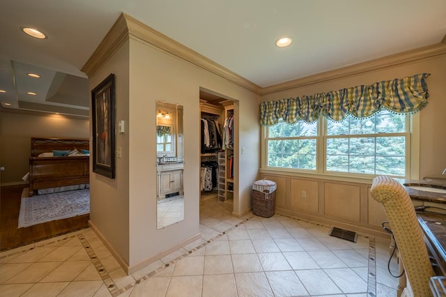 interior space featuring ornamental molding