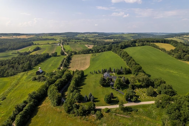 birds eye view of property with a rural view