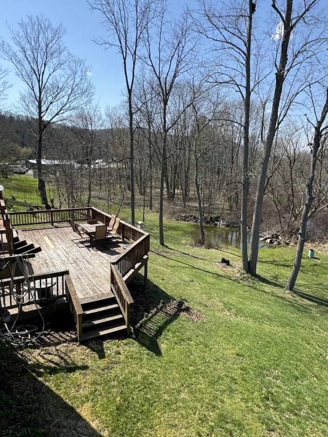 408 W Honeoye St, Shinglehouse, PA 16748 - view of grassy yard featuring a deck