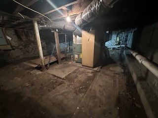 basement with heating unit