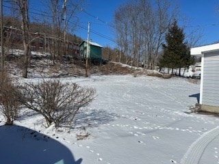 view of yard covered in snow