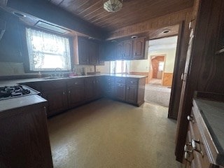 kitchen with sink and wooden ceiling