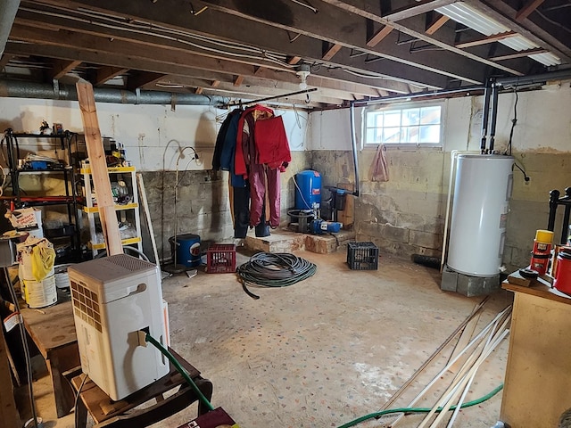 basement with water heater