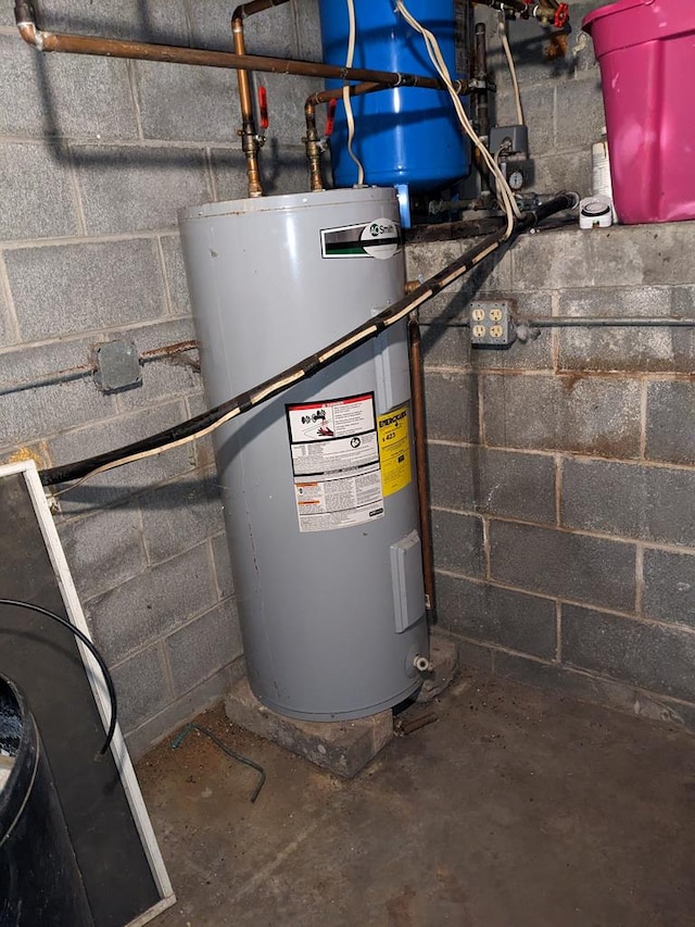 utility room featuring water heater