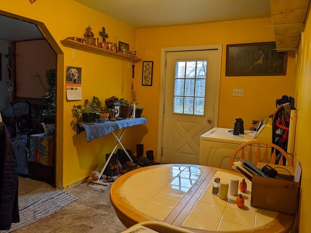 2703 Phoenix Run Rd, Sabinsville, PA 16943 - dining space featuring washer / dryer and arched walkways
