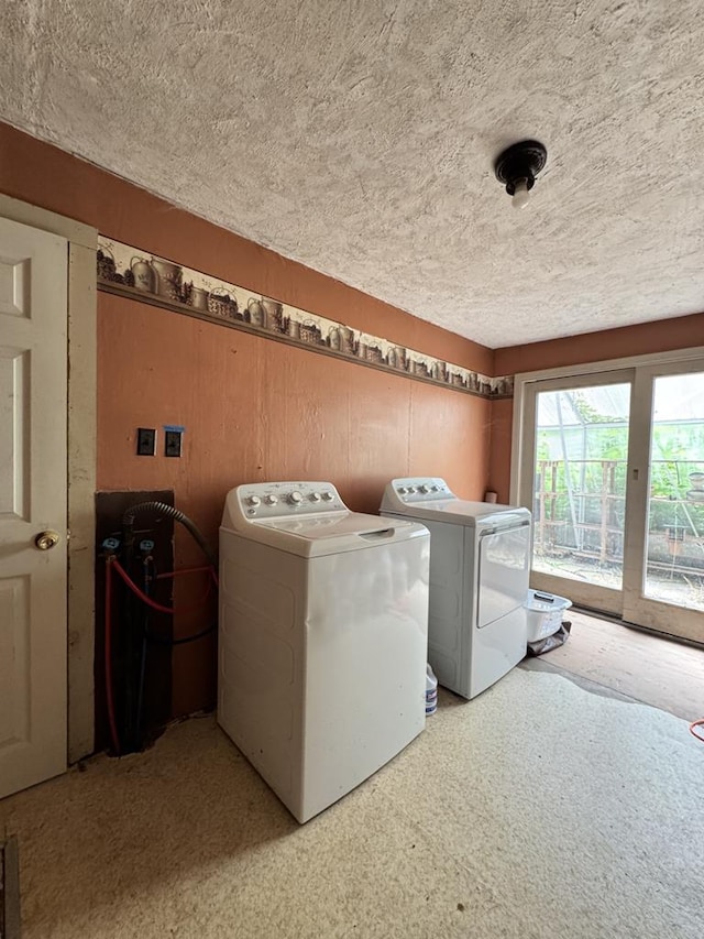 971 Indian Creek Rd, Eldred, PA 16731 - laundry area featuring washing machine and clothes dryer and a textured ceiling