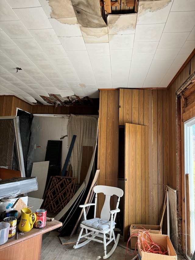 interior space with wood walls