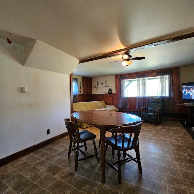 dining room featuring ceiling fan